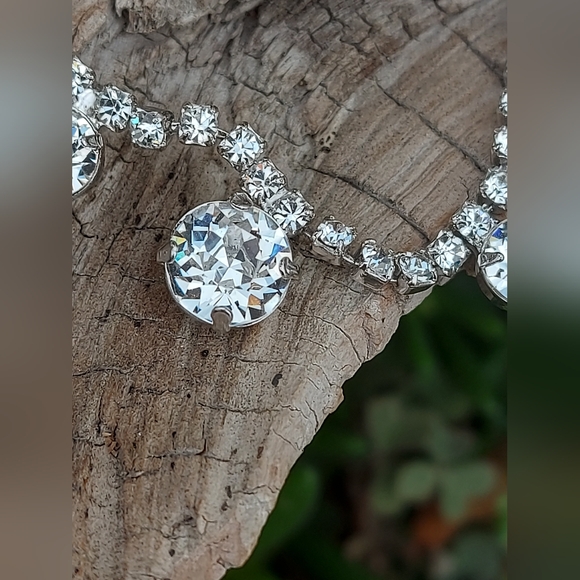 Jay Kel High Quality 925 Silver Graduated Rhinestone Necklace - Picture 5 of 7